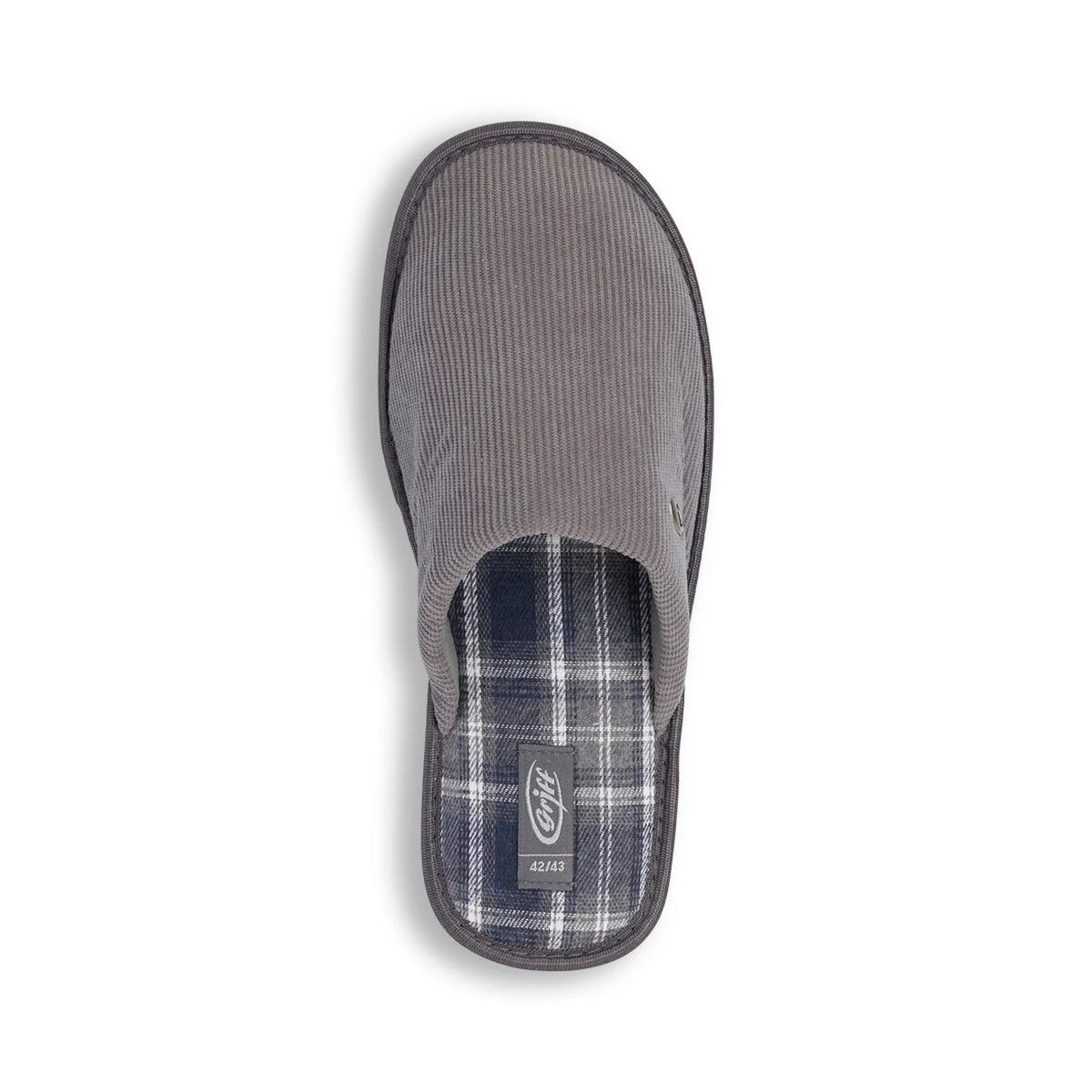 Pantofole grigie da Uomo in tessuto a coste Griff - Image 6