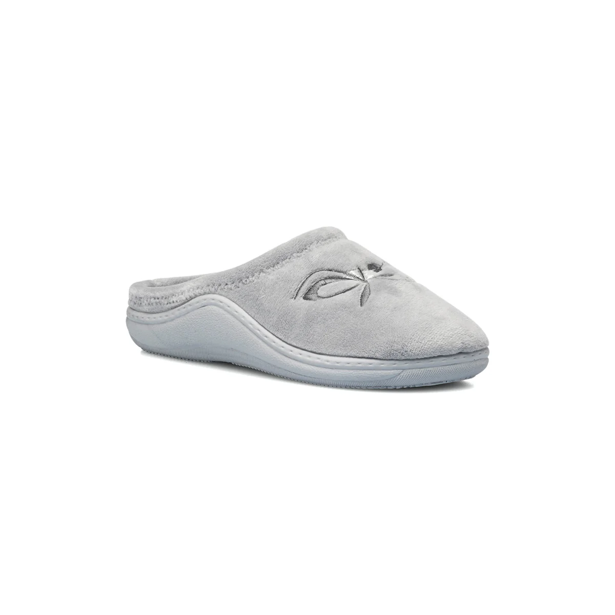 Pantofole grigie in tessuto con fiore ricamato Forzasette - Image 2