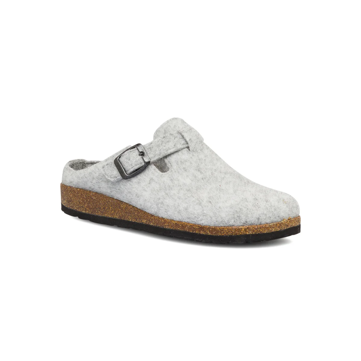 Pantofole grigie in tessuto da donna con cinturino e fibbia Tè Verde - Image 2