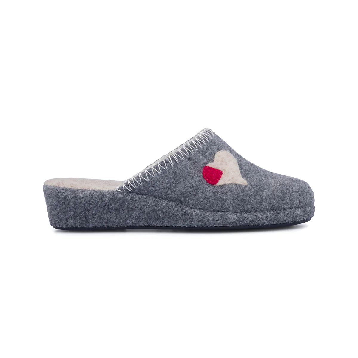 Pantofole grigie in tessuto da donna con cuore Rosagialla - Image 6