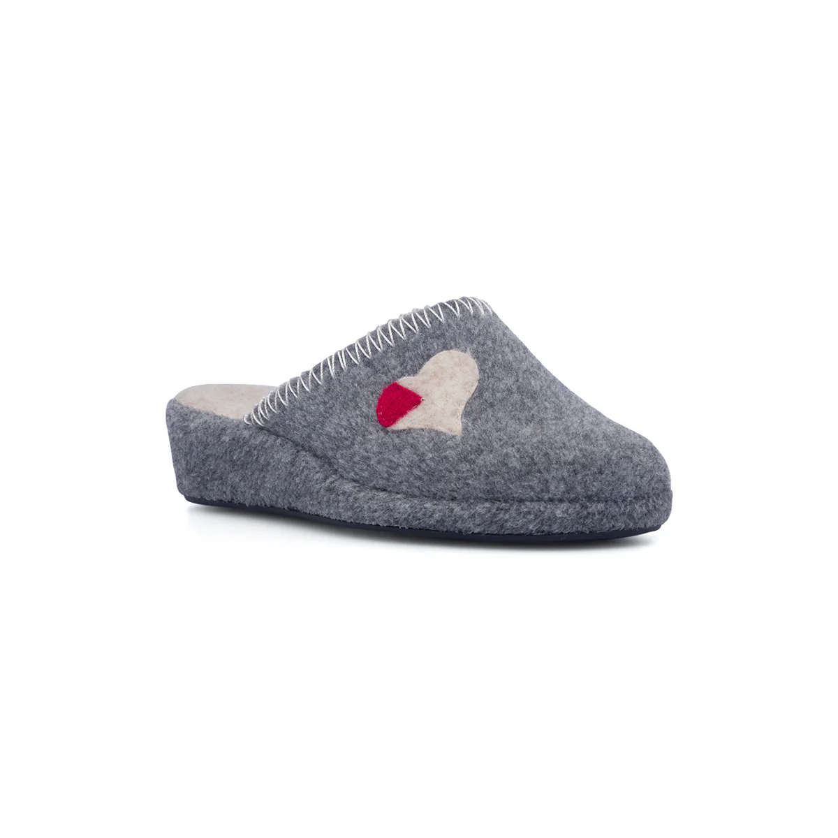 Pantofole grigie in tessuto da donna con cuore Rosagialla - Image 7