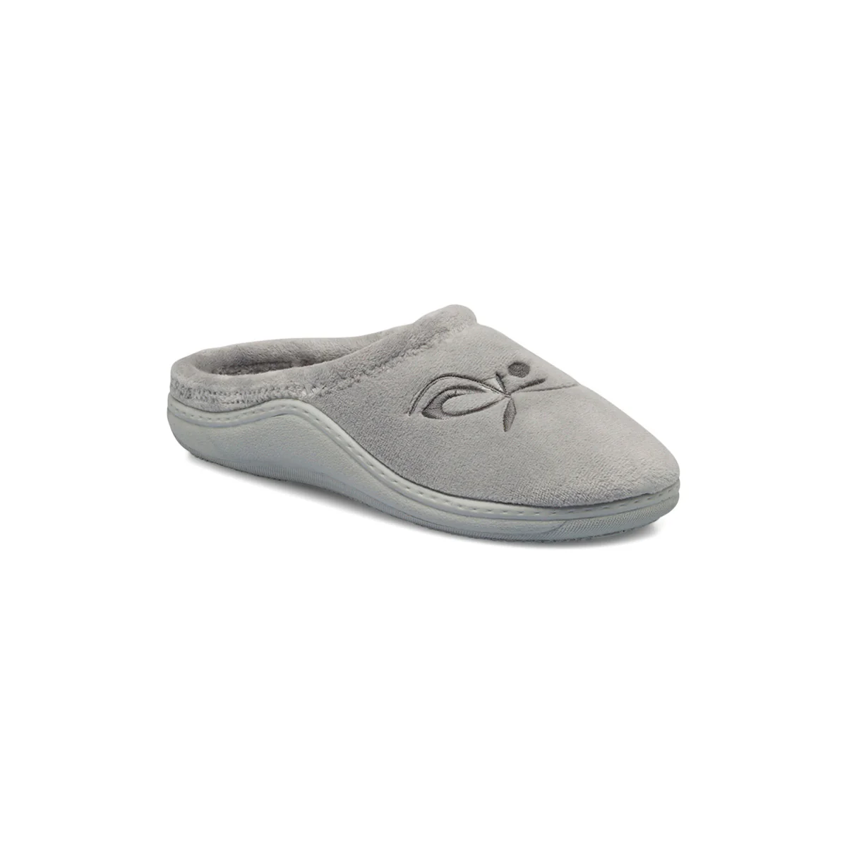 Pantofole grigie in tessuto da donna con decorazione StilRosa - Image 2