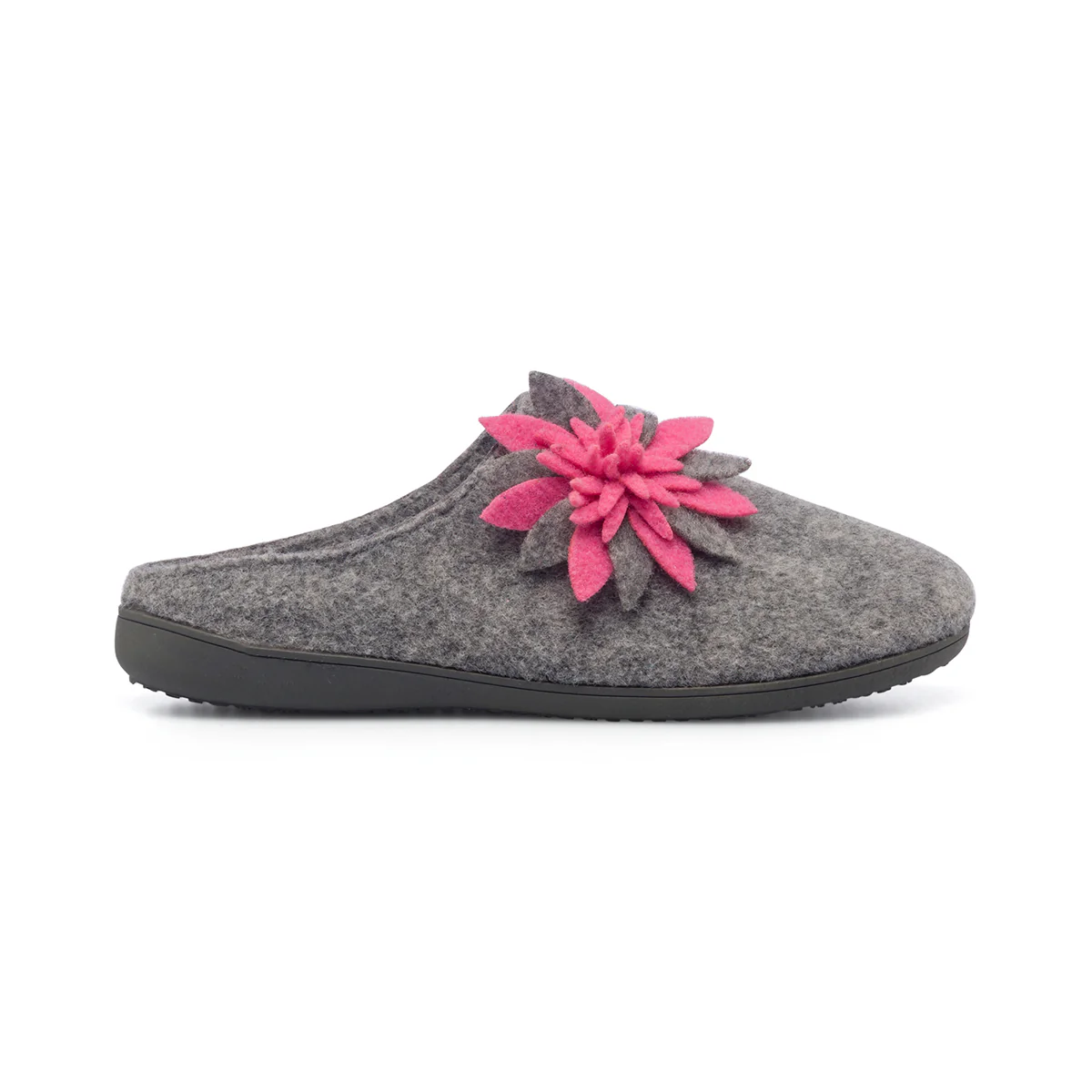 Pantofole grigie in tessuto da donna con fiore decorativo Superga