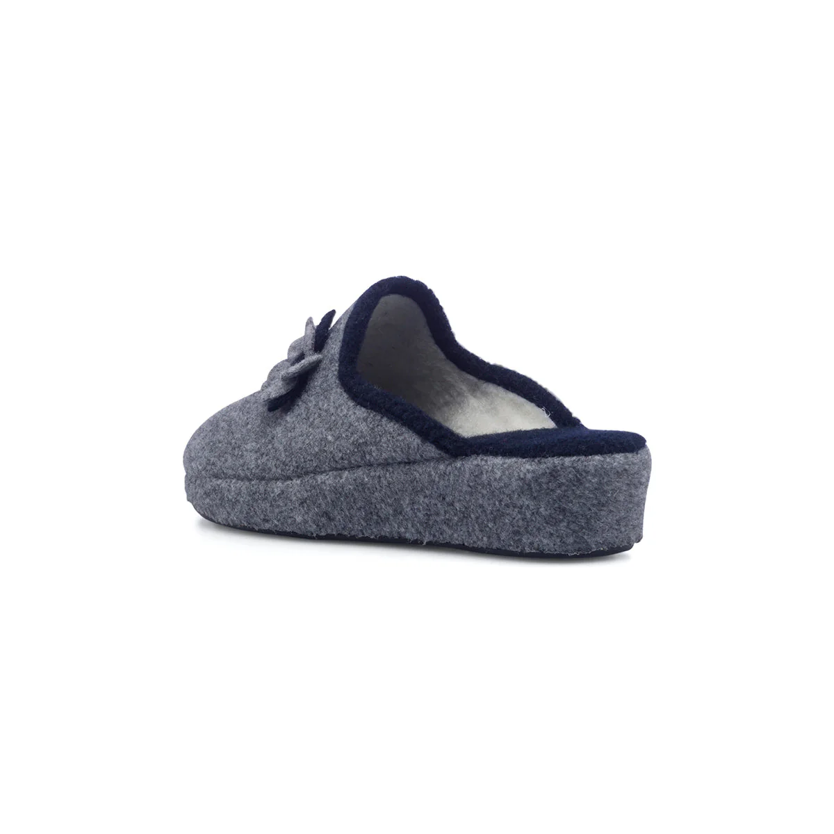 Pantofole grigie in tessuto da donna con fiore Rosagialla - Image 3