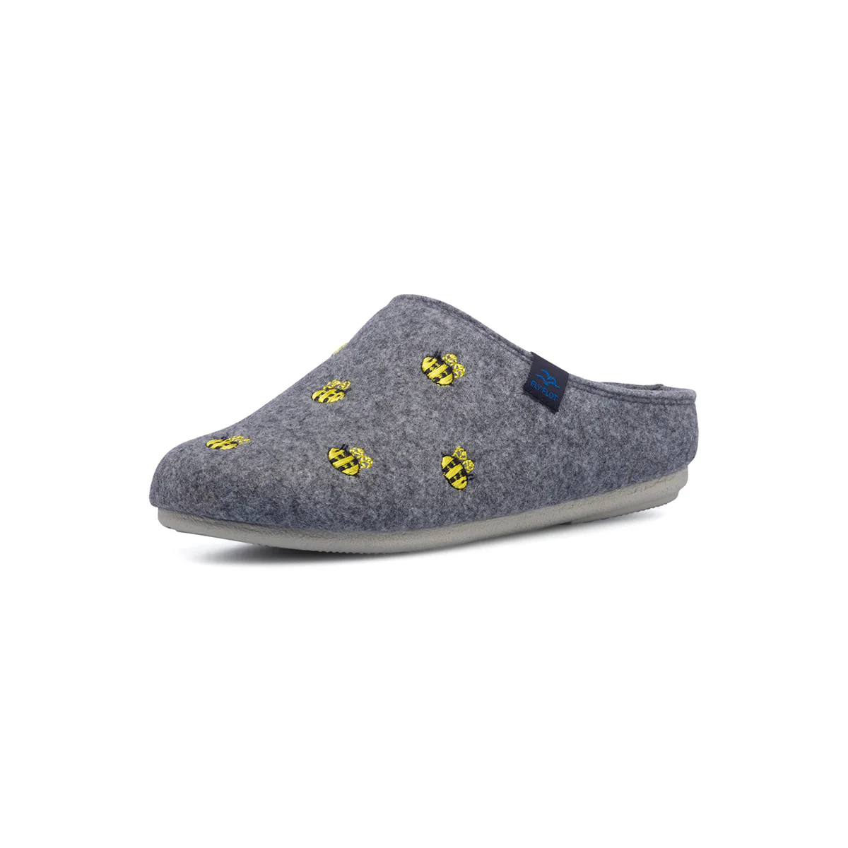 Pantofole grigie in tessuto da donna con ricami Fly Flot - Image 2
