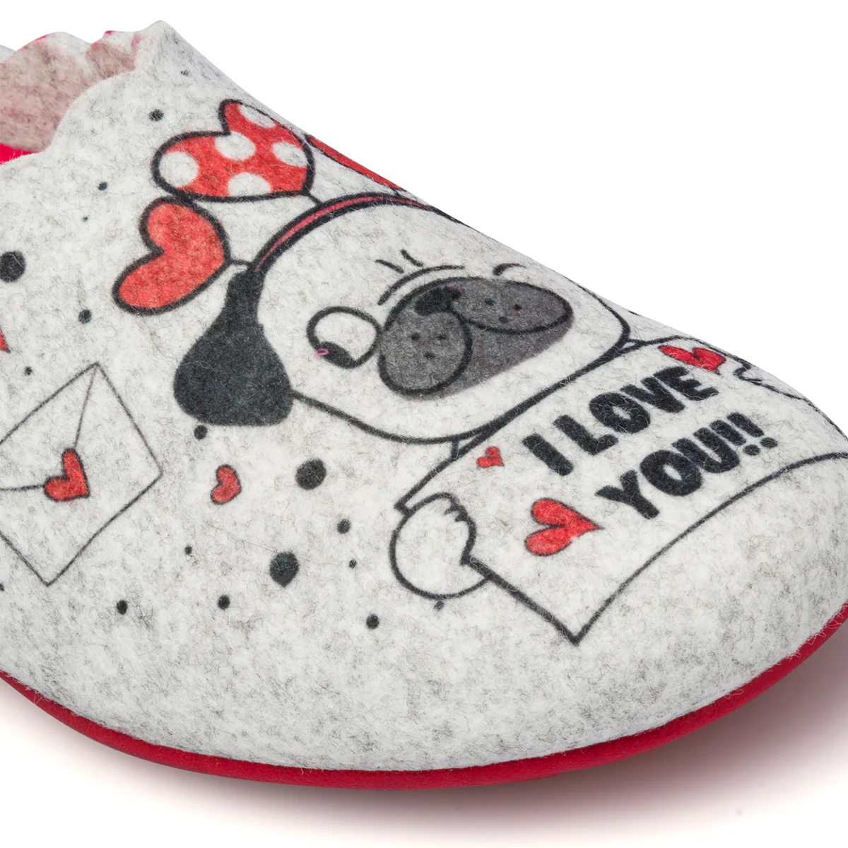 Pantofole grigie in tessuto da donna con stampa cagnolino Annalisa - Image 5