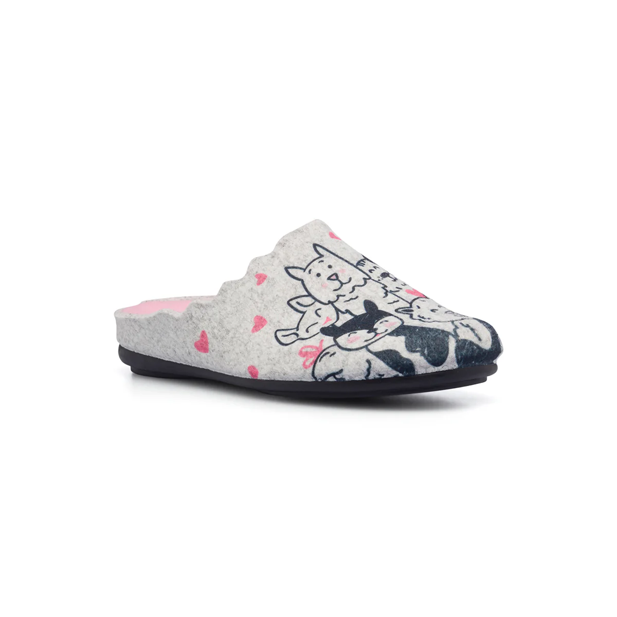 Pantofole grigie in tessuto da donna con stampa gattini Aday's - Image 2