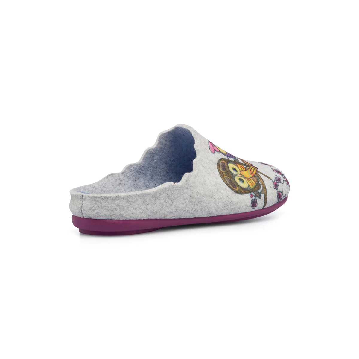 Pantofole grigie in tessuto da donna con stampa gufetti Aday's - Image 3