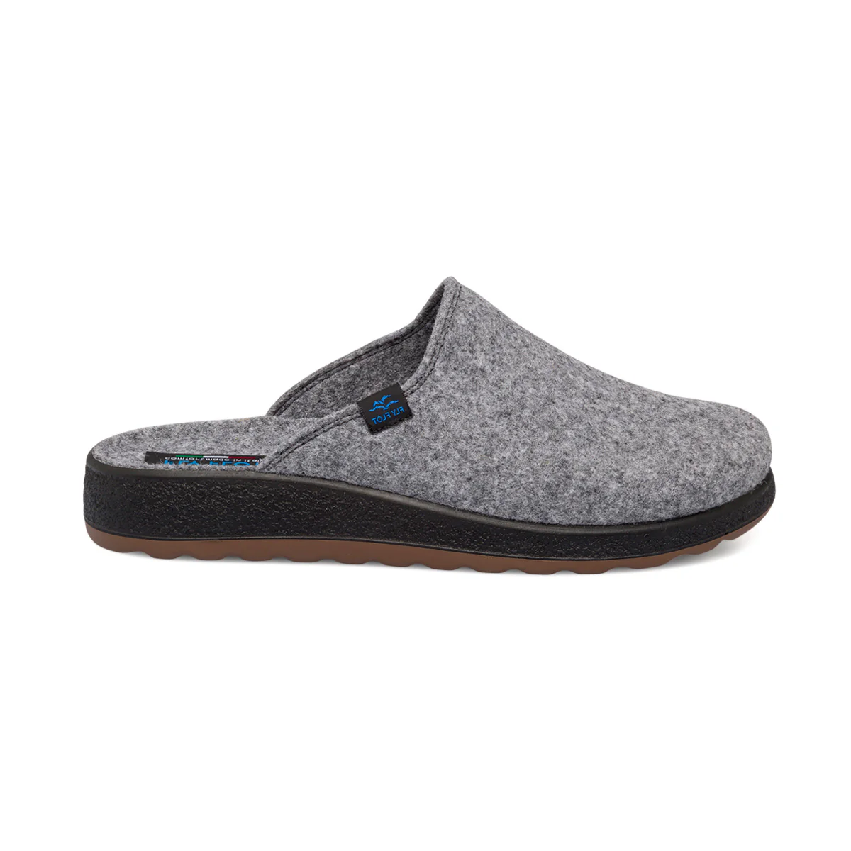 Pantofole grigie in tessuto da uomo con etichetta logata Fly Flot