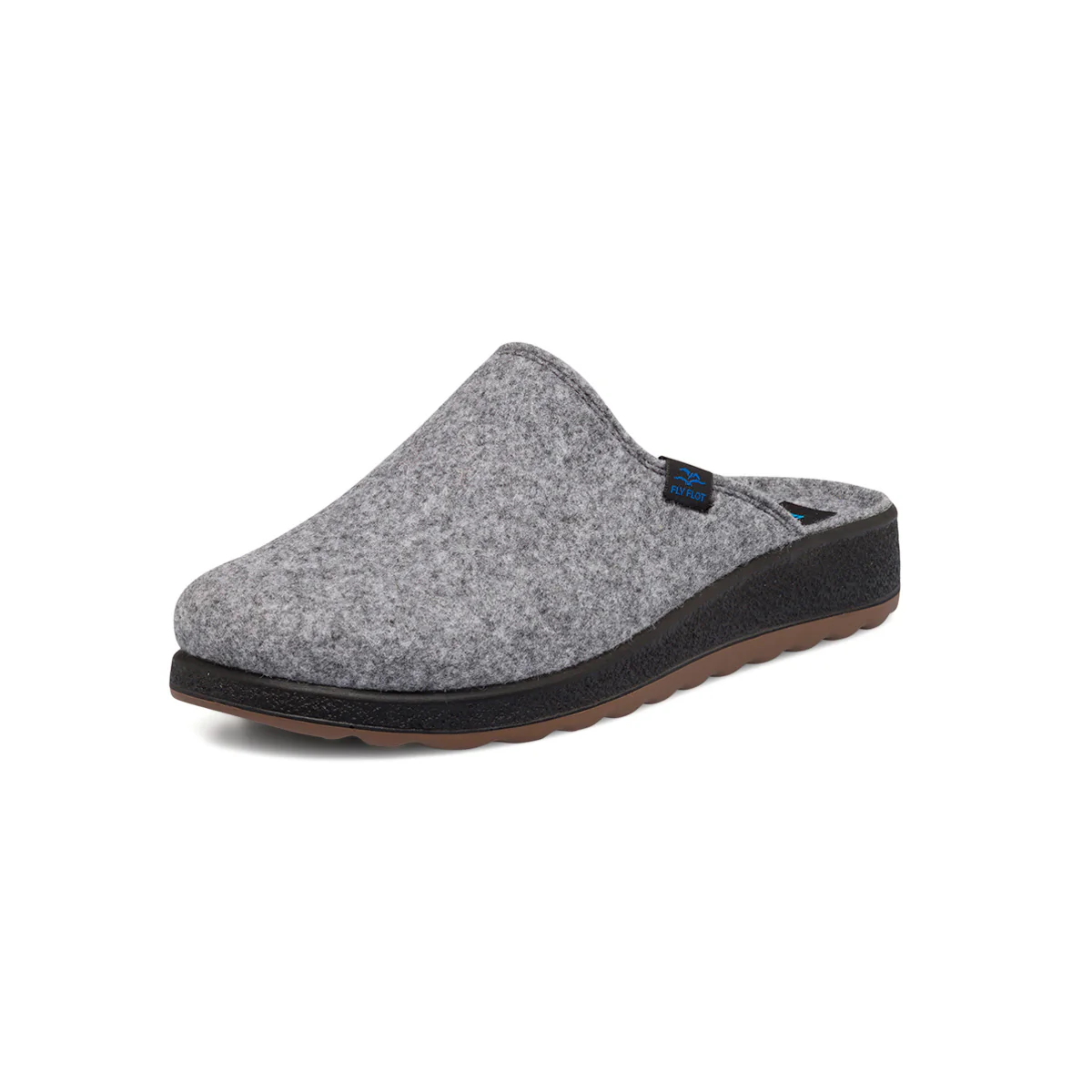 Pantofole grigie in tessuto da uomo con etichetta logata Fly Flot - Image 2