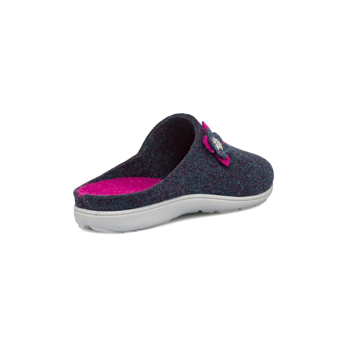 Pantofole in feltro blu da Donna con fiore decorativo Italia Trend - Image 3