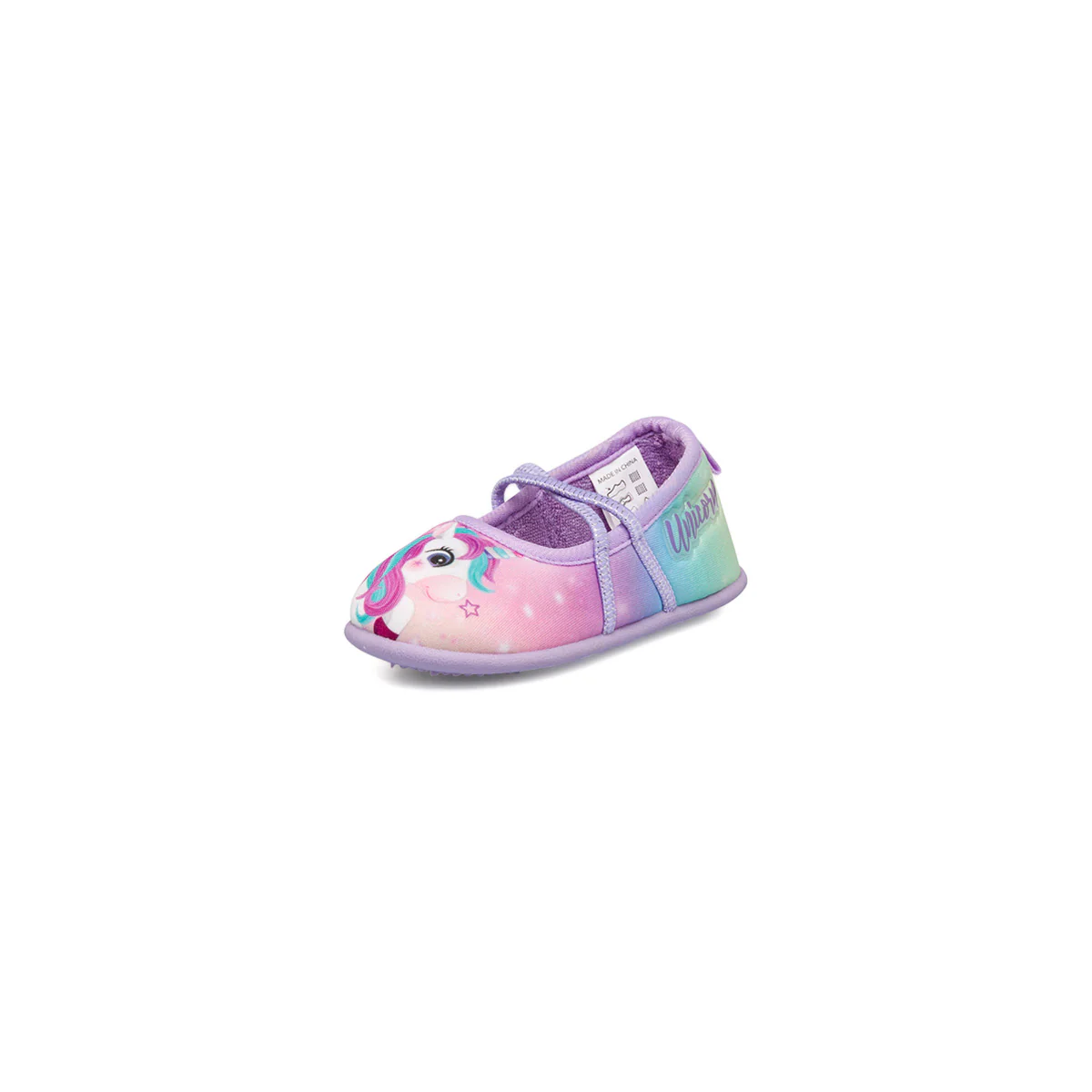 Pantofole lilla e rosa da bambina con stampa Unicorno - Image 2