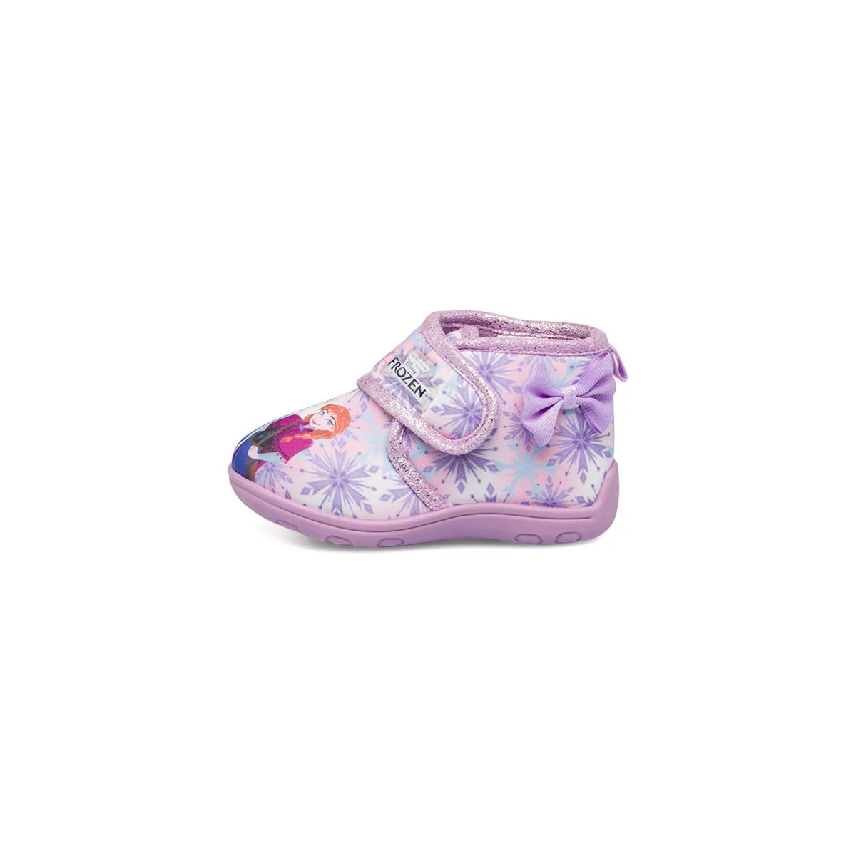Pantofole lilla glitterate da bambina con Elsa e Anna di Frozen