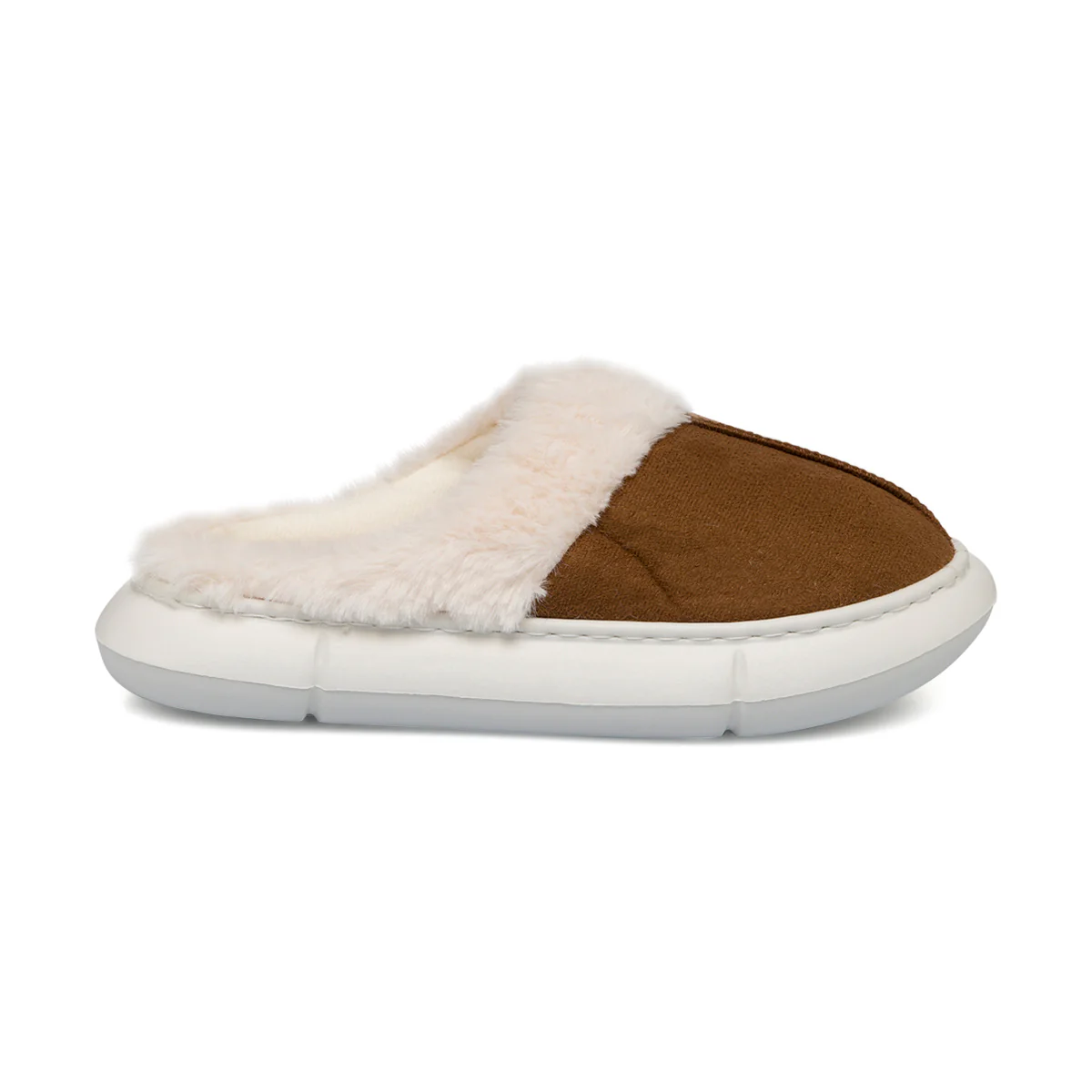Pantofole marroni da donna con imbottitura e maxi-suola Jog