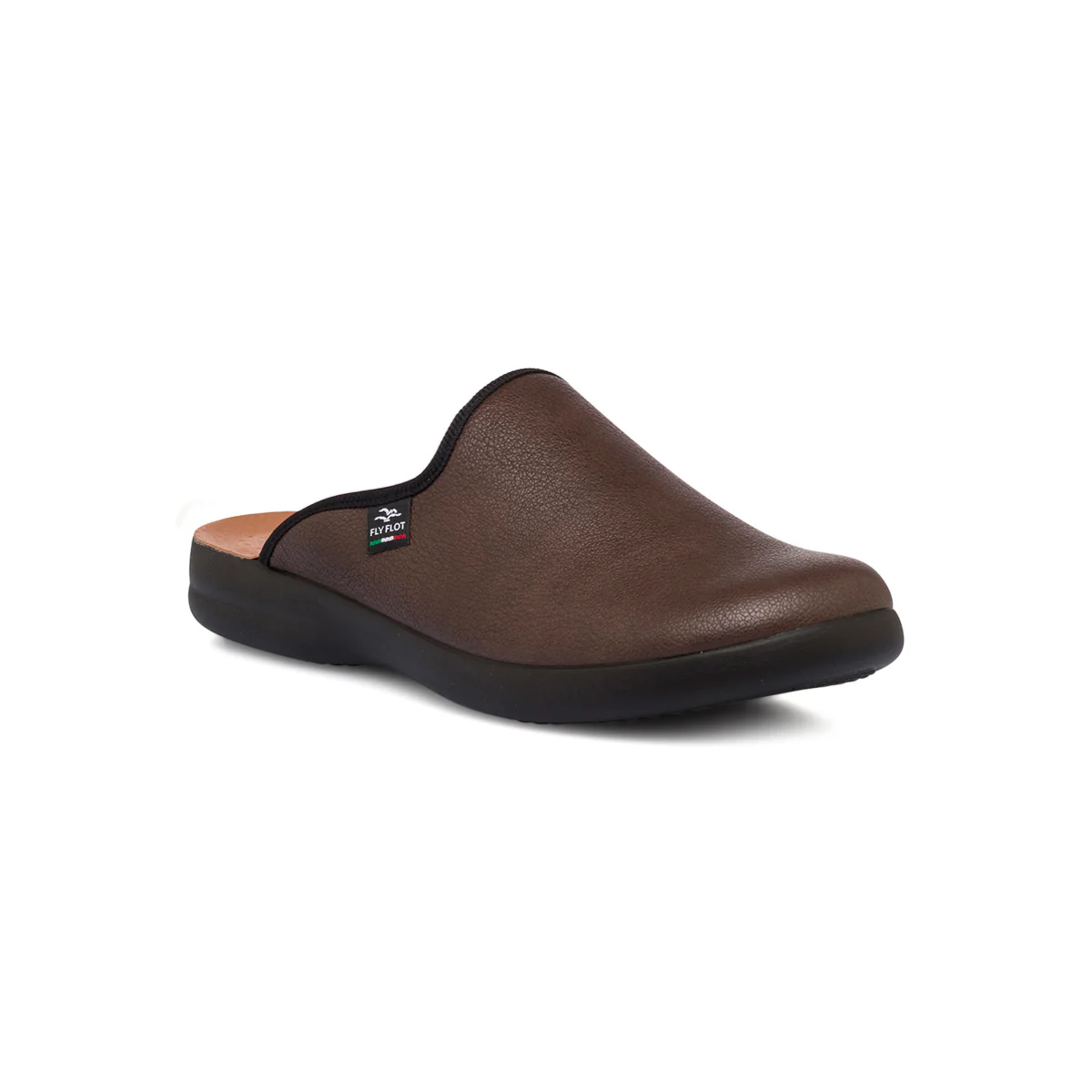Pantofole marroni da uomo con sottopiede anti-shock in pelle Fly Flot - Image 2