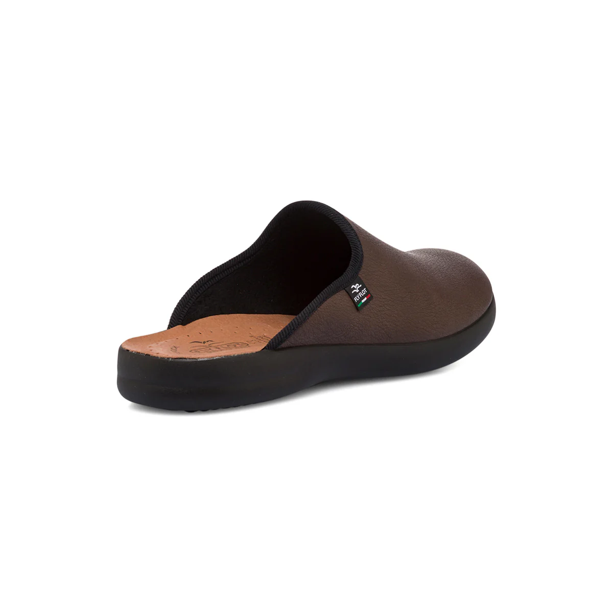 Pantofole marroni da uomo con sottopiede anti-shock in pelle Fly Flot - Image 3
