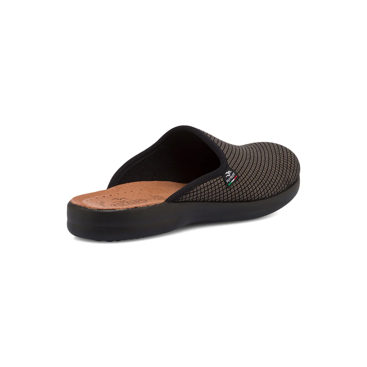 Pantofole marroni da uomo con sottopiede anti-shock in pelle Fly Flot - Image 3