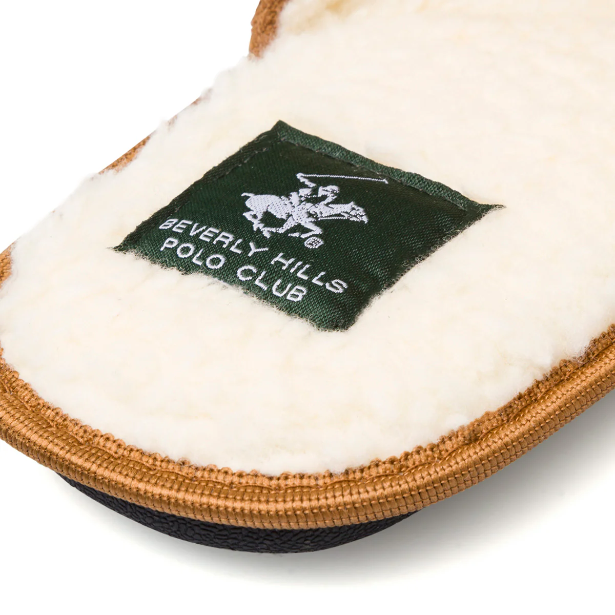 Pantofole marroni in tessuto da uomo con logo bianco Polo Club - Image 6