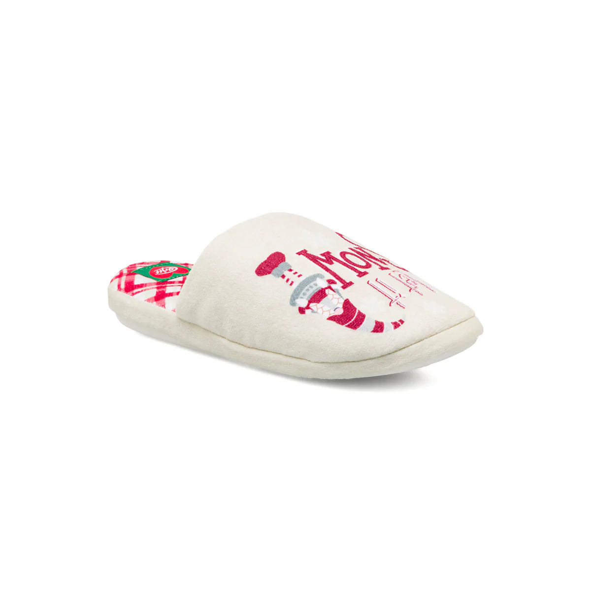 Pantofole natalizie da donna bianche Griff con interno scozzese - Image 3