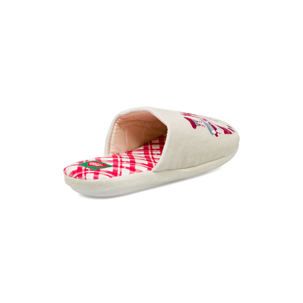 Pantofole natalizie da donna bianche Griff con interno scozzese - Image 4