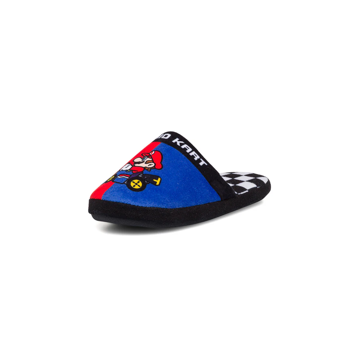Pantofole nere da bambino con bandiera a scacchi e logo Mario Kart - Image 2