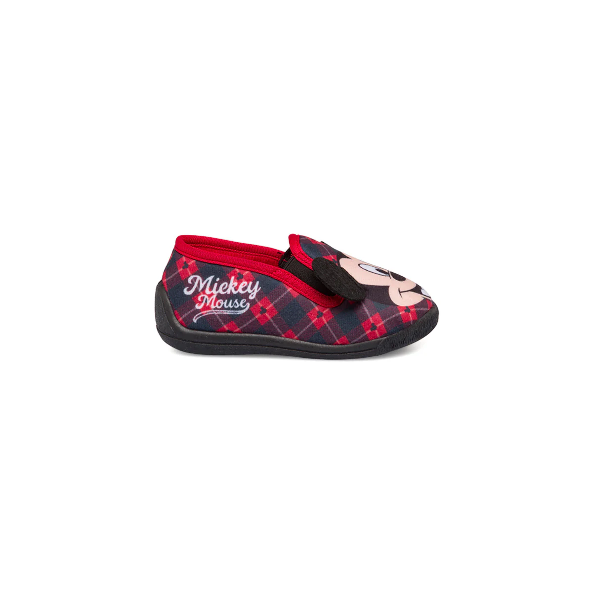 Pantofole nere da bambino con stampa Mickey Mouse con orecchie