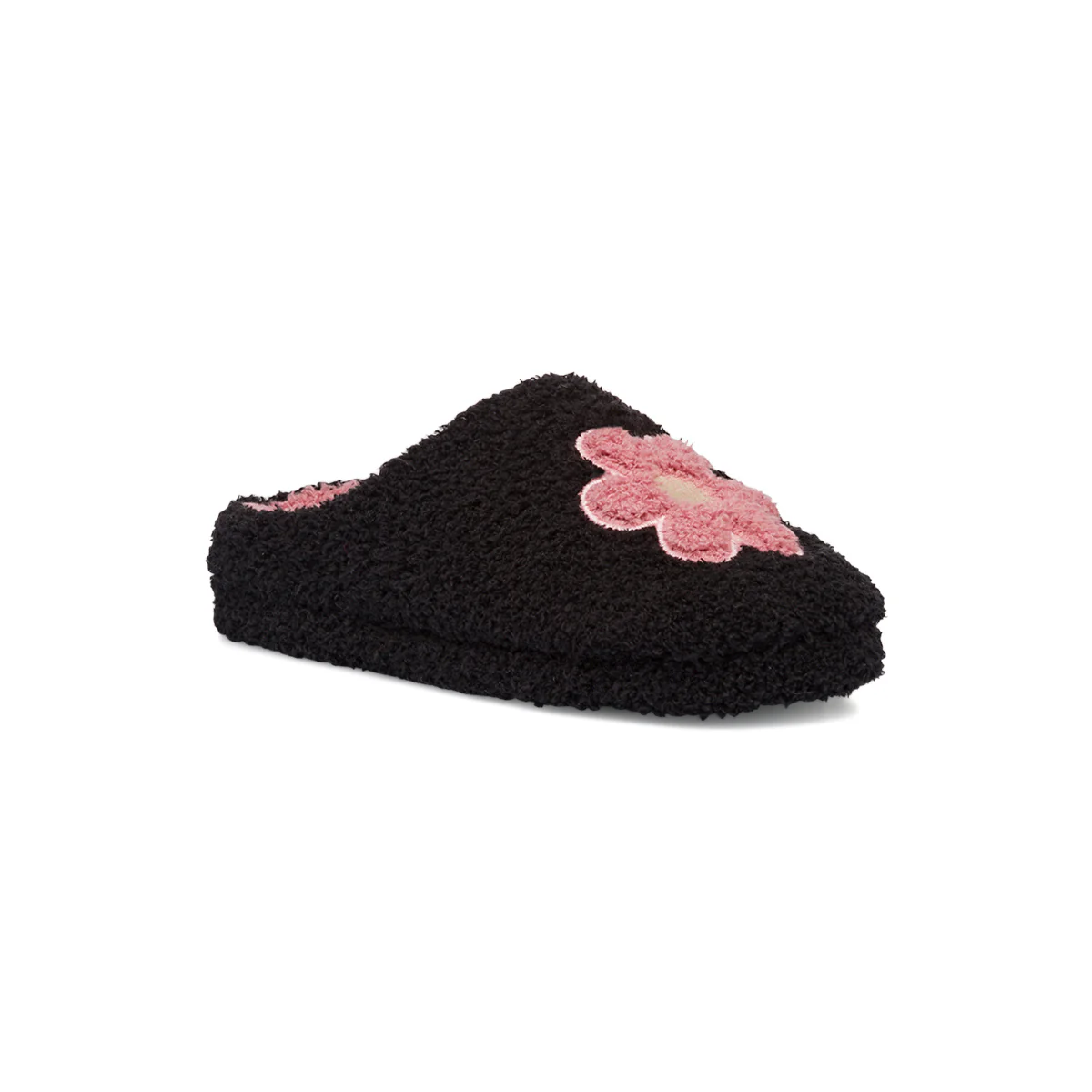 Pantofole nere da Donna con fiore rosa Hot Sand - Image 2