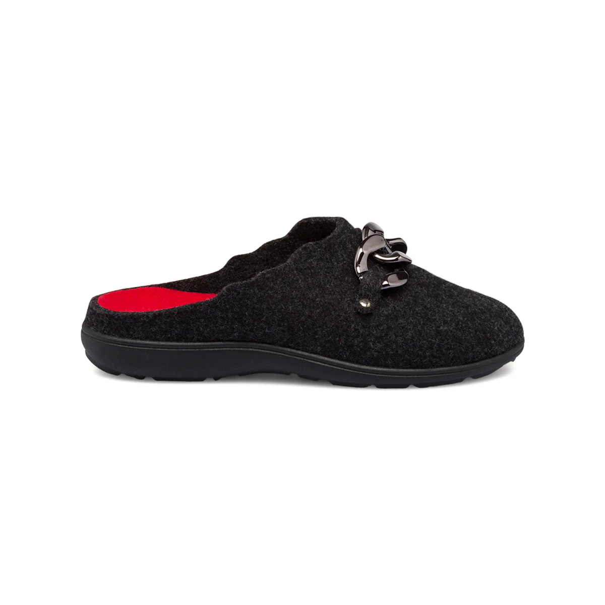 Pantofole nere da donna con maxi-catena Italia Trend