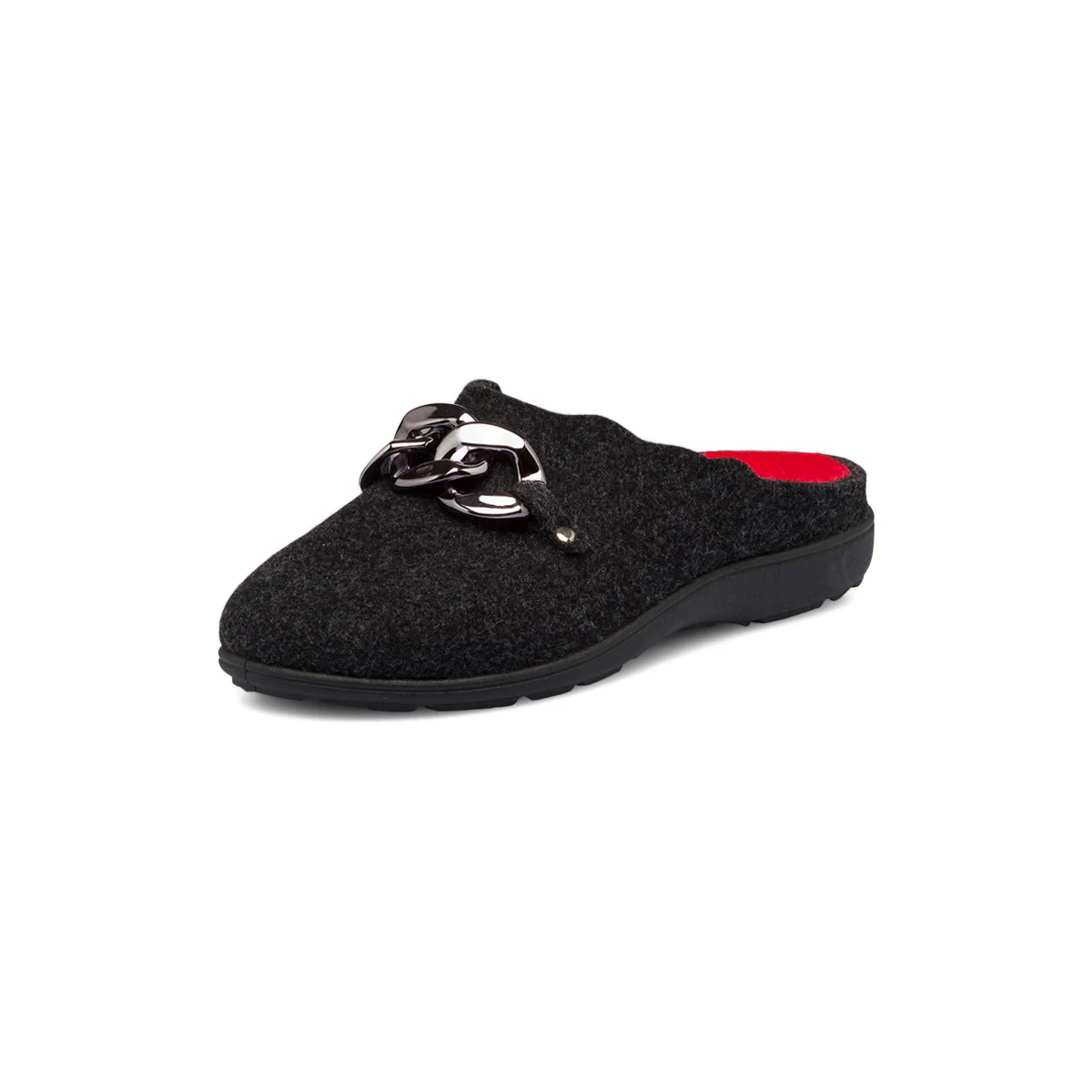 Pantofole nere da donna con maxi-catena Italia Trend - Image 2