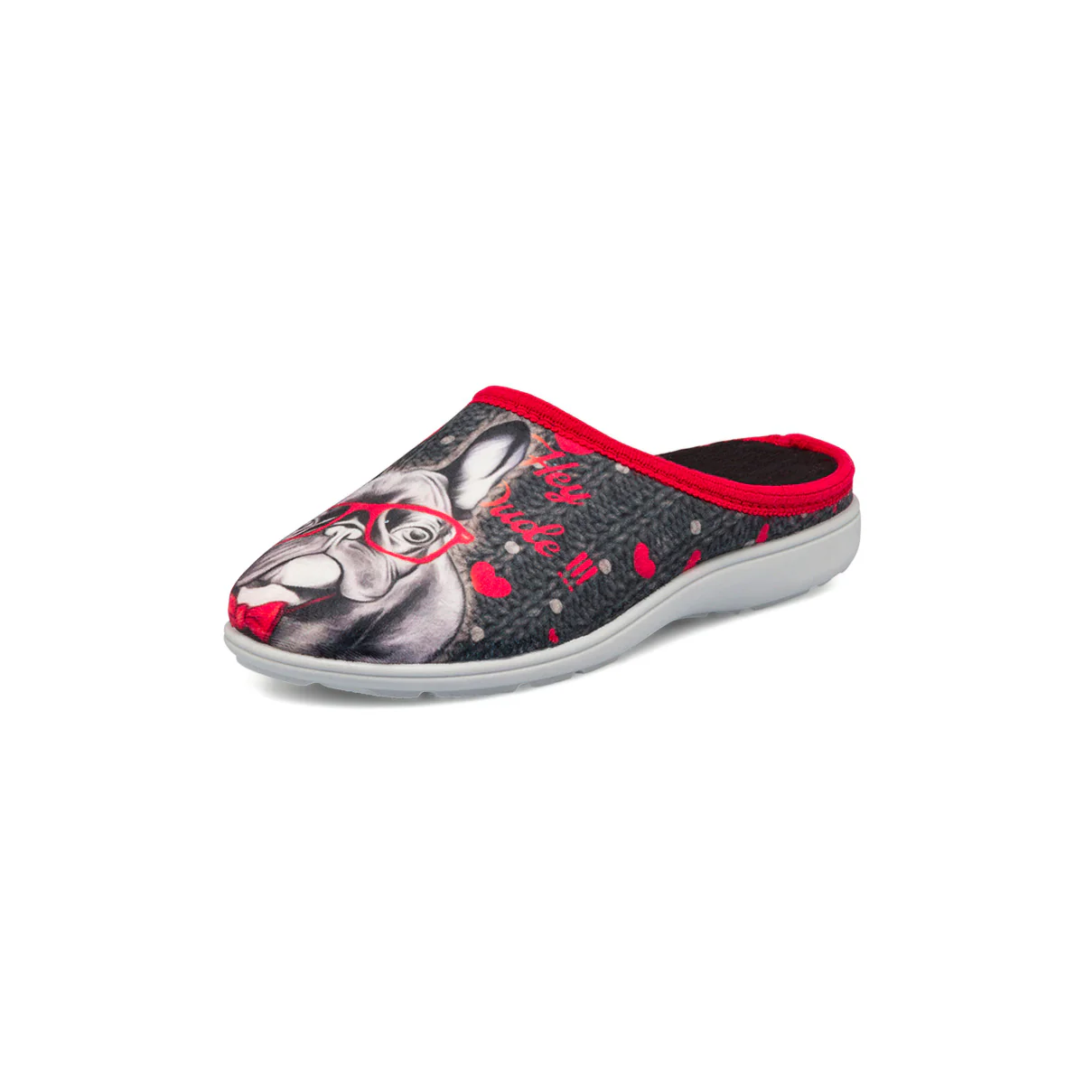 Pantofole nere da donna con simpatico cagnolino Italia Trend - Image 2