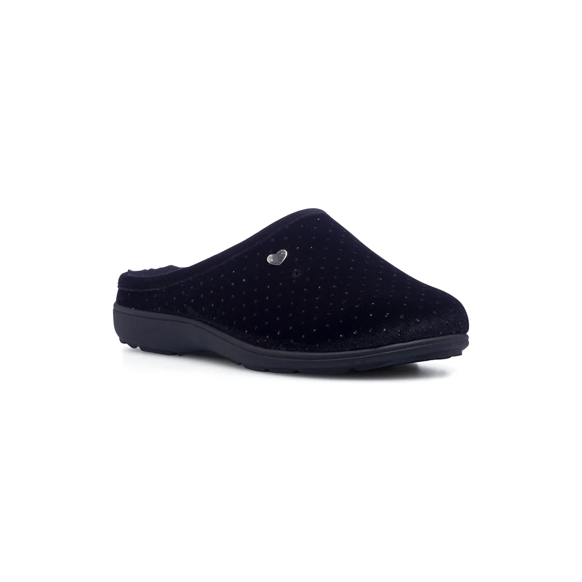 Pantofole nere da donna in tessuto con strass Italia Trend - Image 2