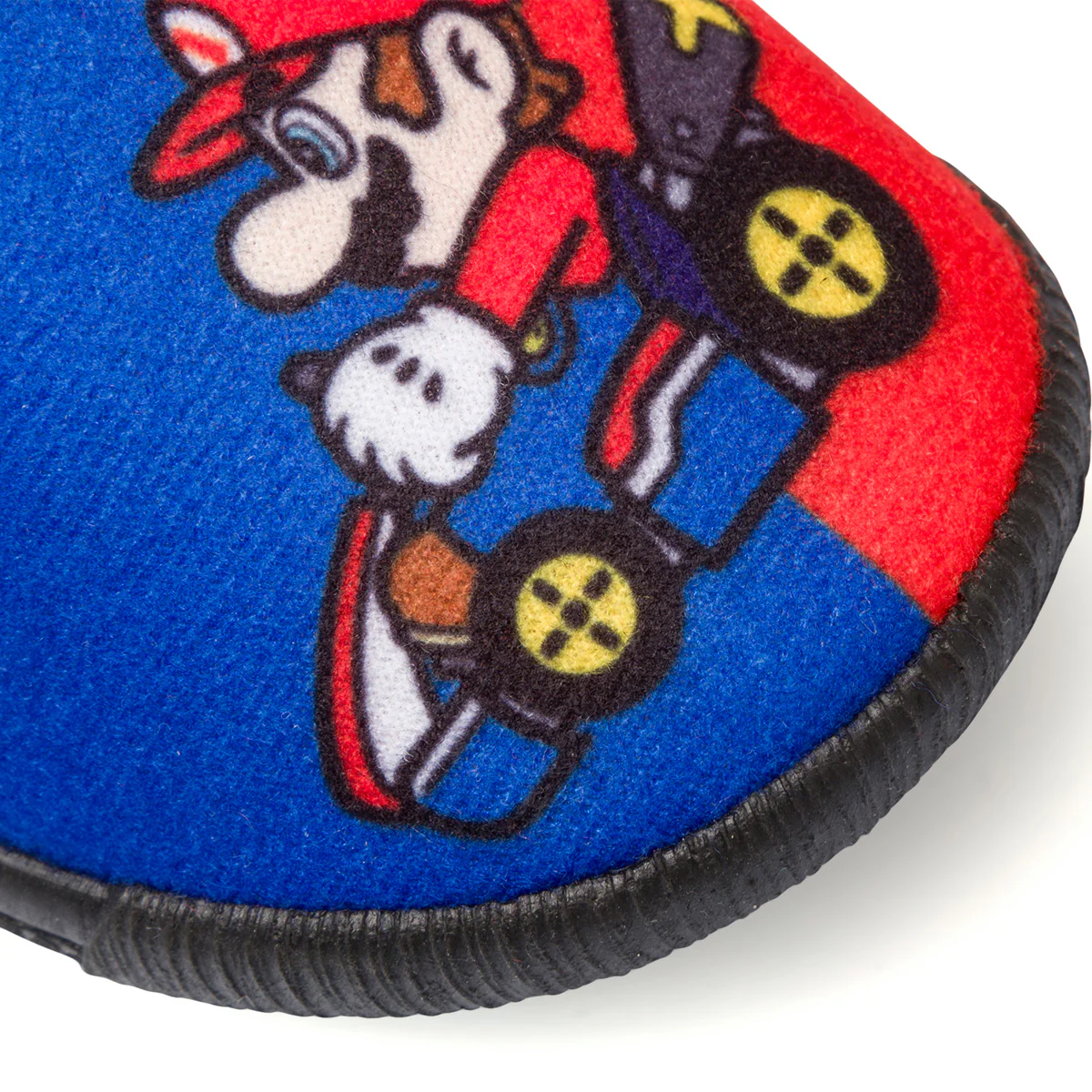 Pantofole nere e blu da bambino con bandiera a scacchi e stampa Mario Kart - Image 5