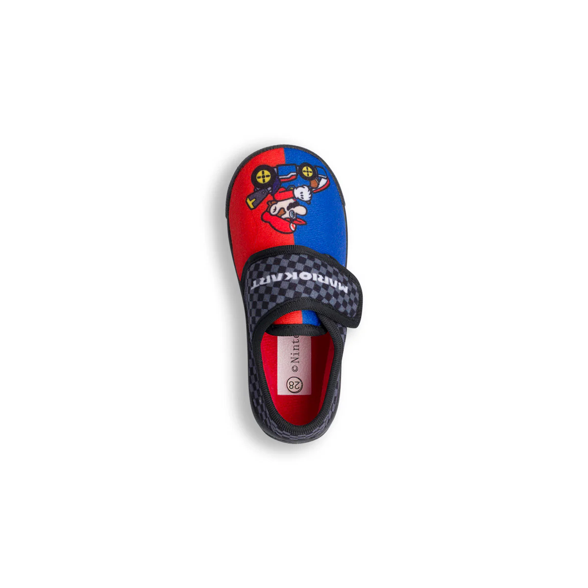 Pantofole nere e blu da bambino con bandiera a scacchi e stampa Mario Kart - Image 7