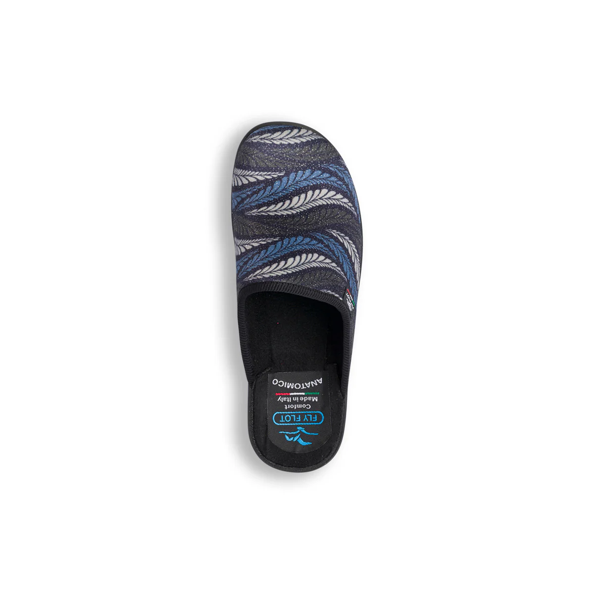 Pantofole nere e blu da donna con sottopiede anatomico Fly Flot - Image 7