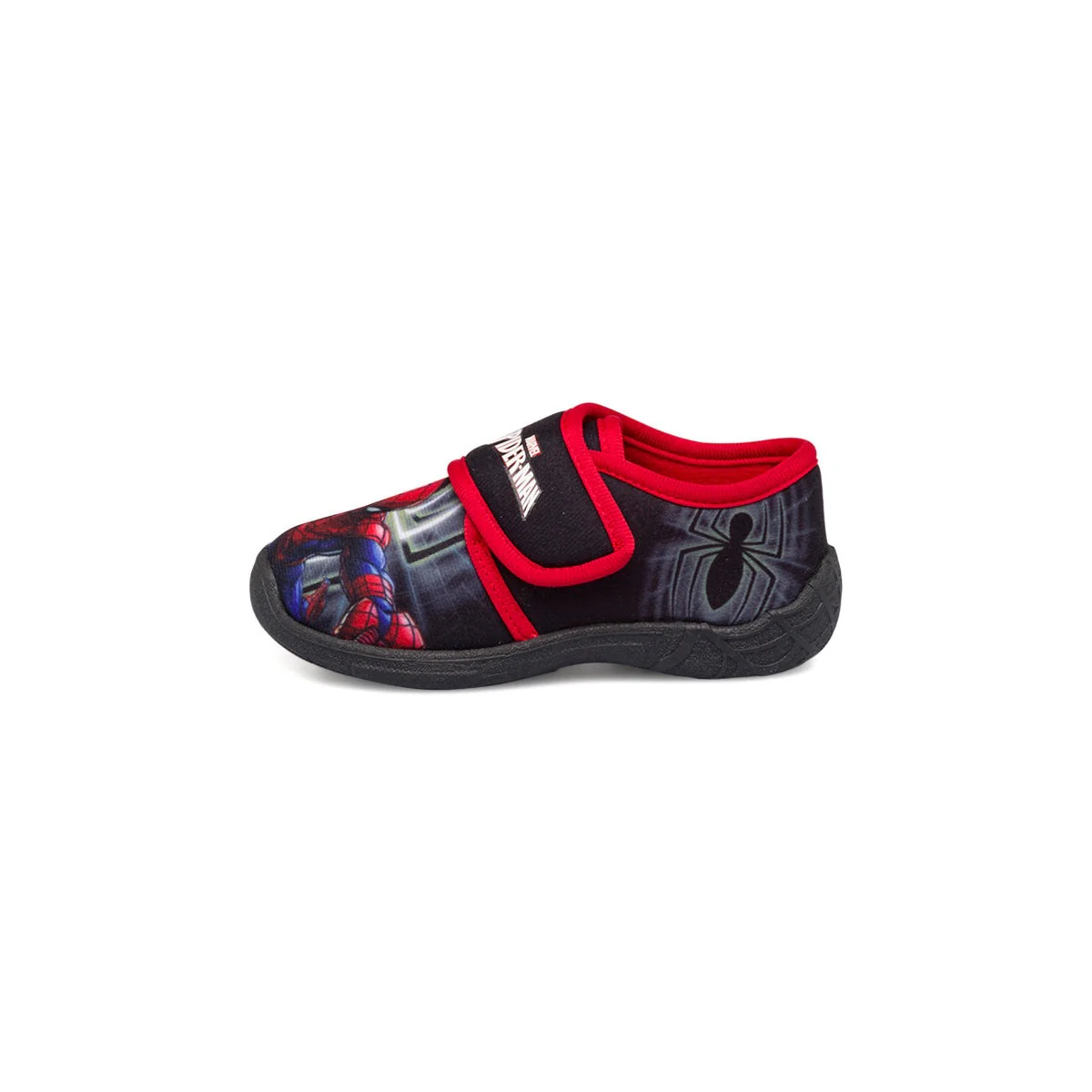 Pantofole nere e rosse da bambino con stampa Spiderman