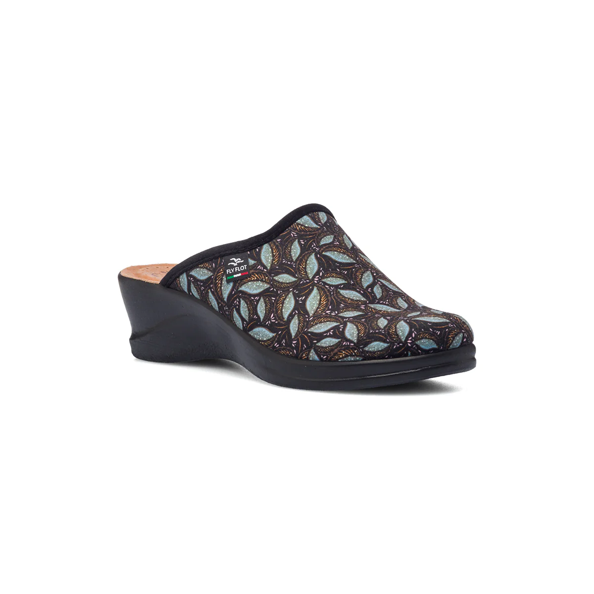 Pantofole nere in tessuto con sottopiede anatomico Fly Flot - Image 2