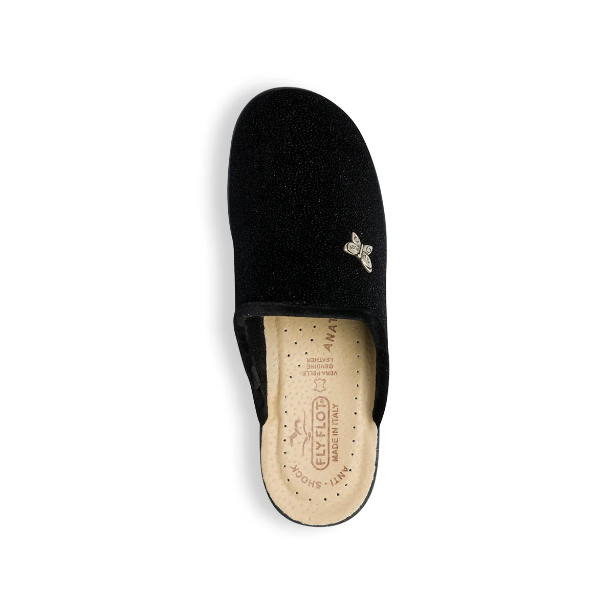 Pantofole nere in tessuto con sottopiede anatomico Fly Flot - Image 8