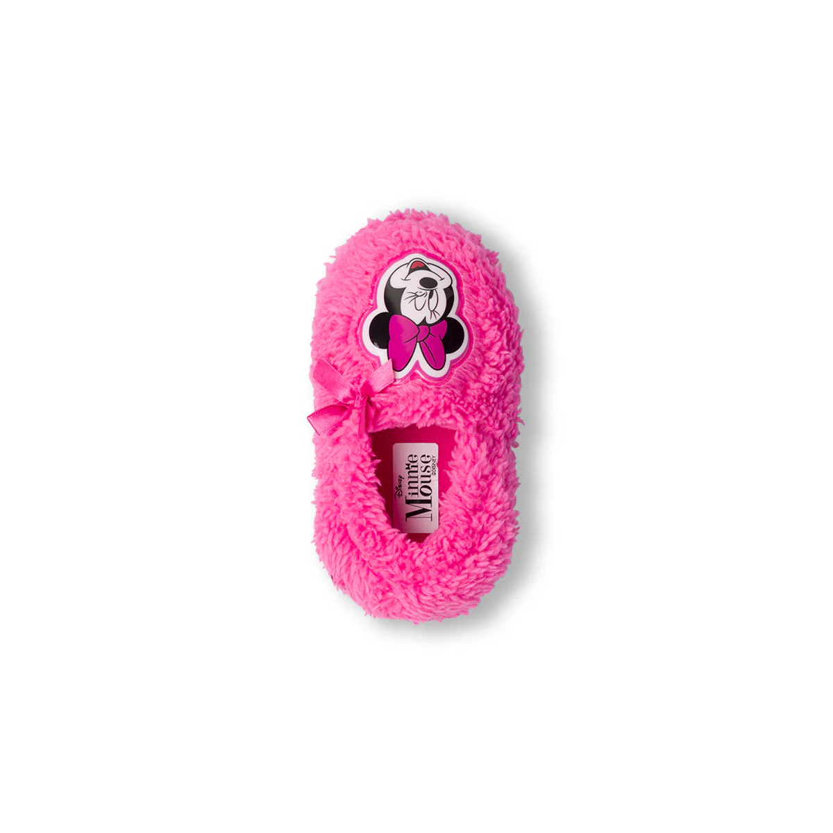 Pantofole peluche fucsia da bambina con fiocco e patch Minnie - Image 7