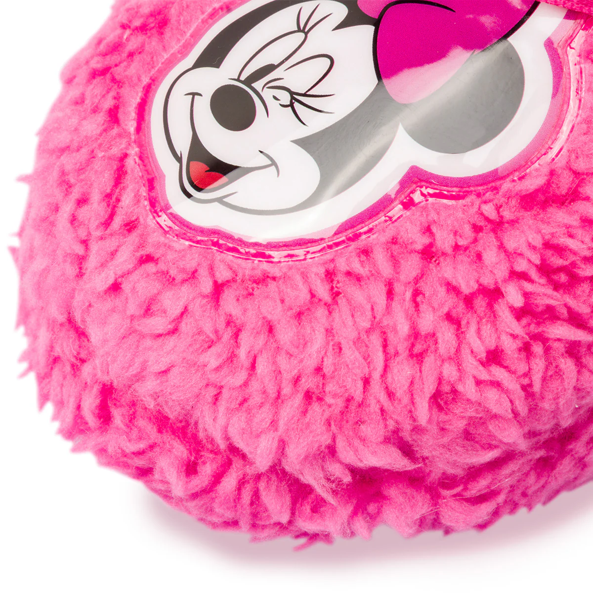 Pantofole peluche fucsia da bambina con fiocco e patch Minnie - Image 5