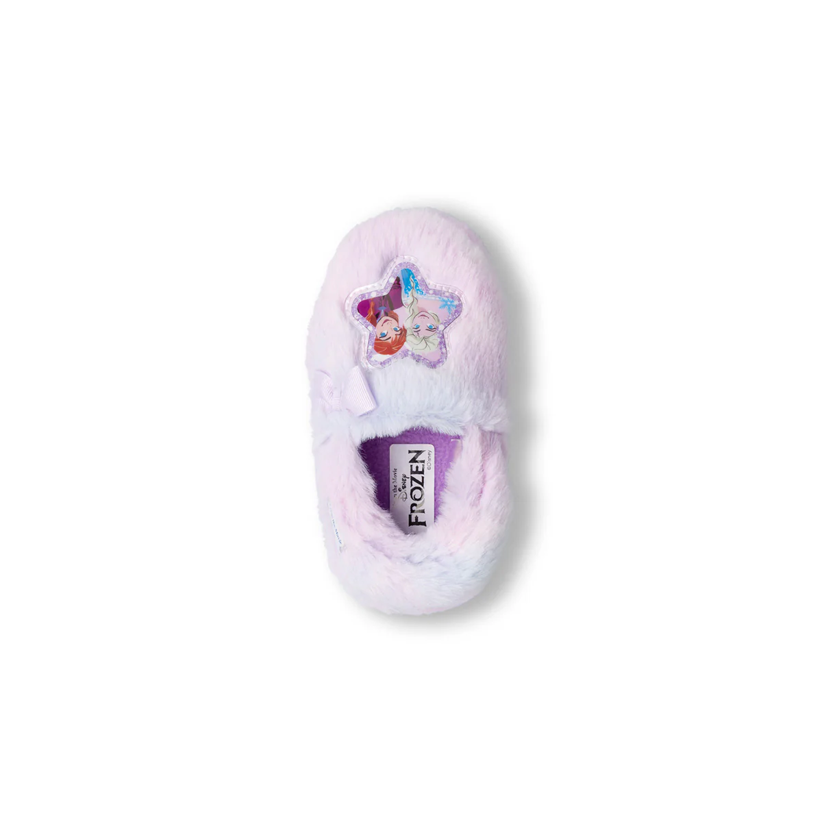 Pantofole peluche lilla da bambina con fiocco e patch Frozen - Image 7