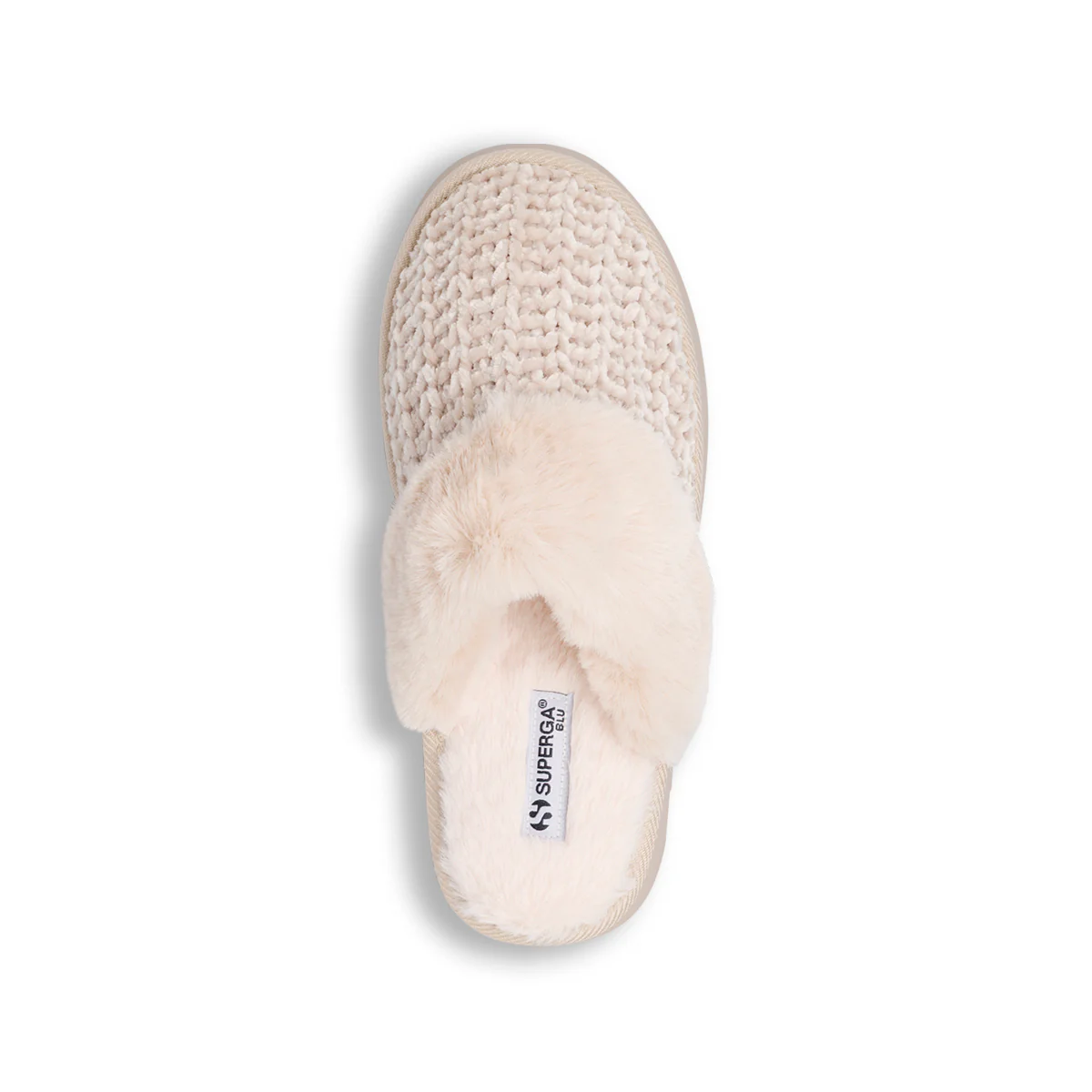 Pantofole platform da donna Superga beige con dettagli in pelliccia - Image 6