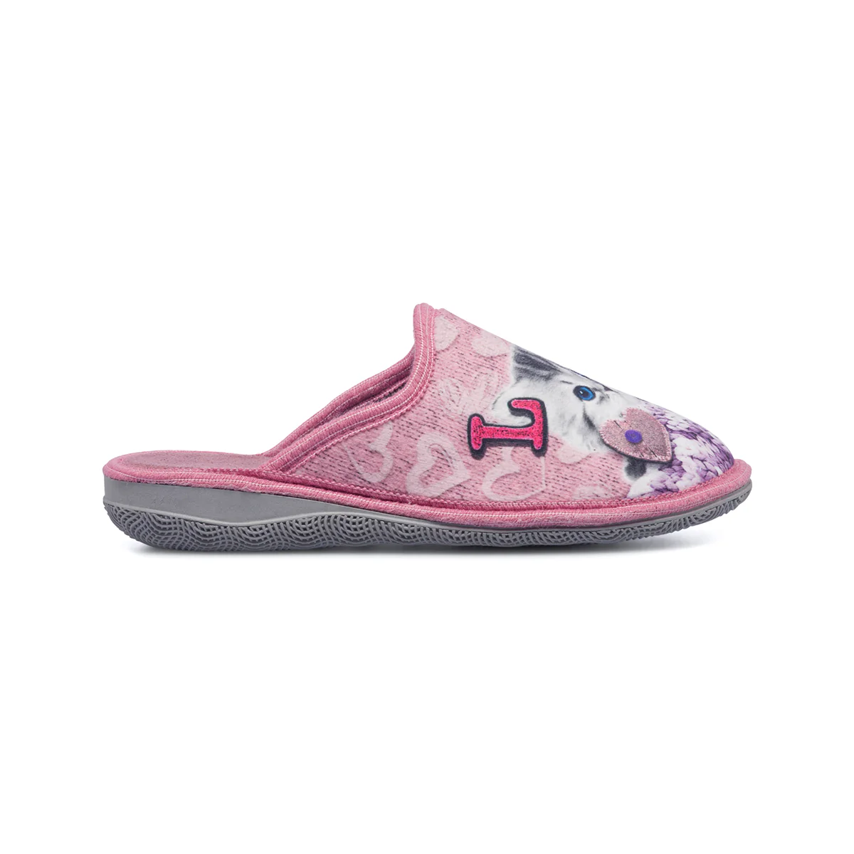 Pantofole rosa da donna in tessuto con gattino Italia Trend