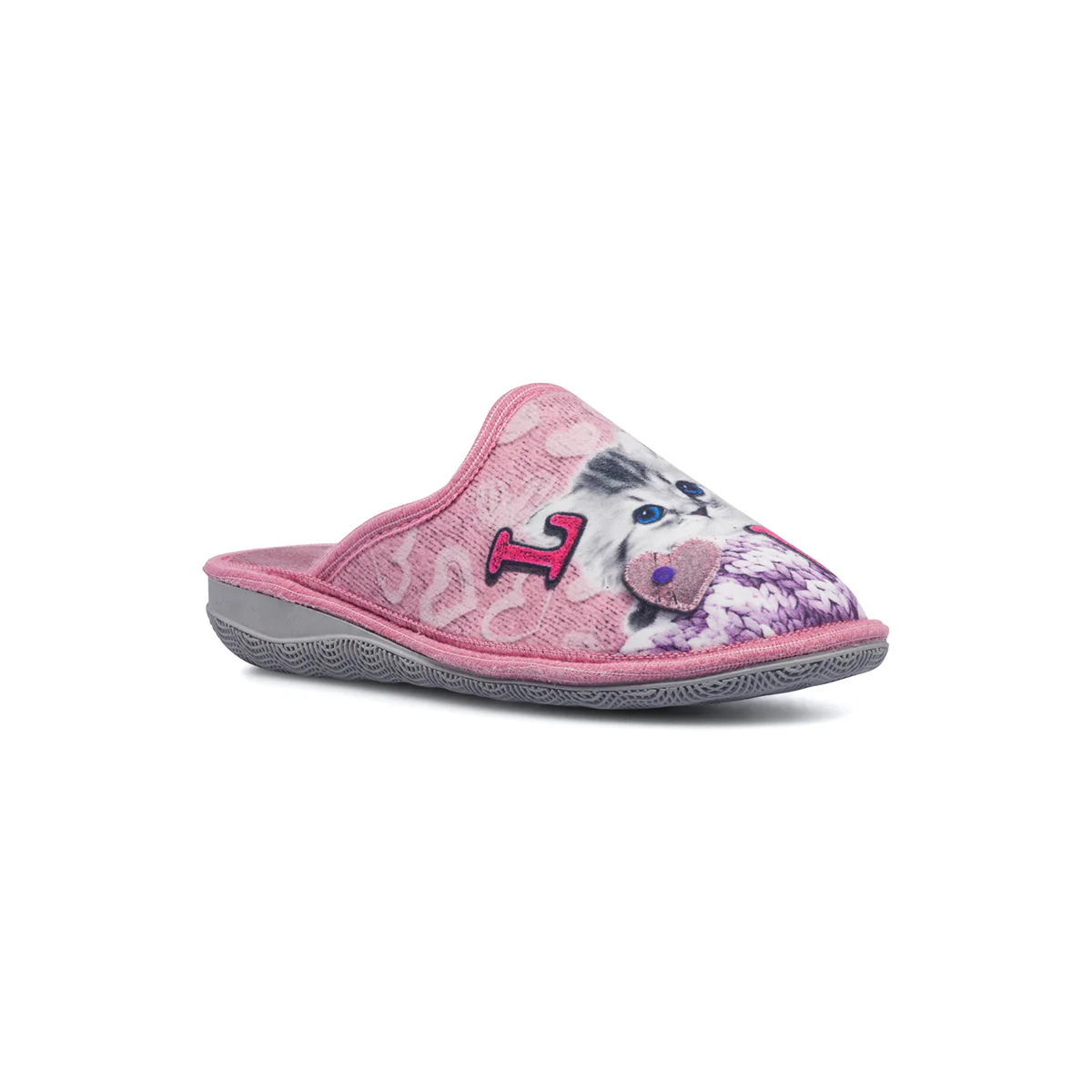 Pantofole rosa da donna in tessuto con gattino Italia Trend - Image 2