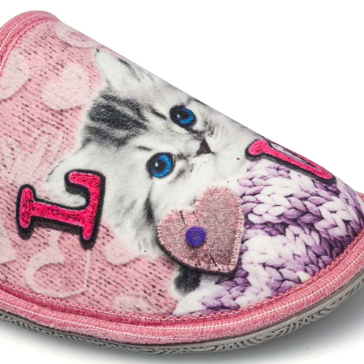 Pantofole rosa da donna in tessuto con gattino Italia Trend - Image 5