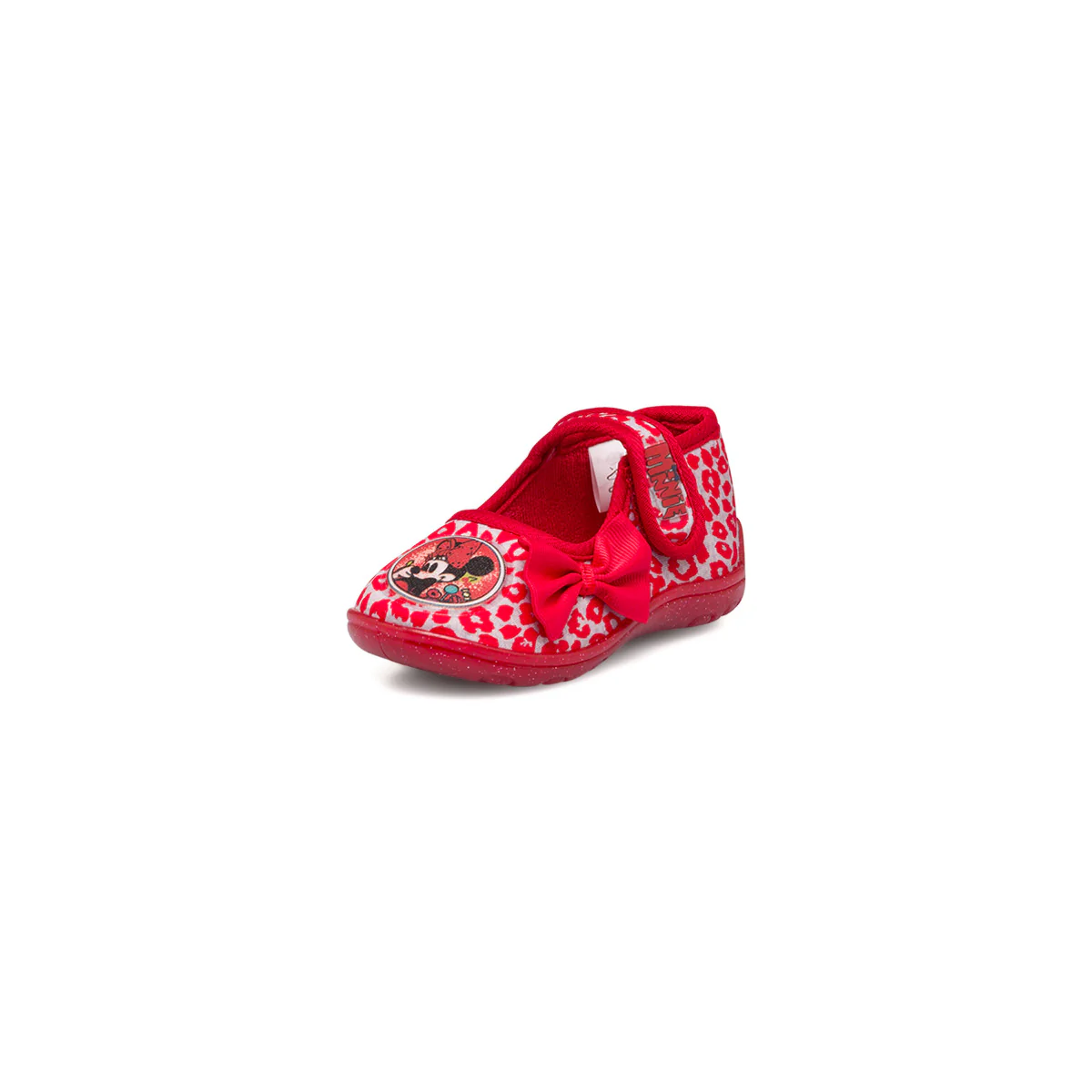 Pantofole rosse da bambina con fiocco laterale e stampa Minnie - Image 2