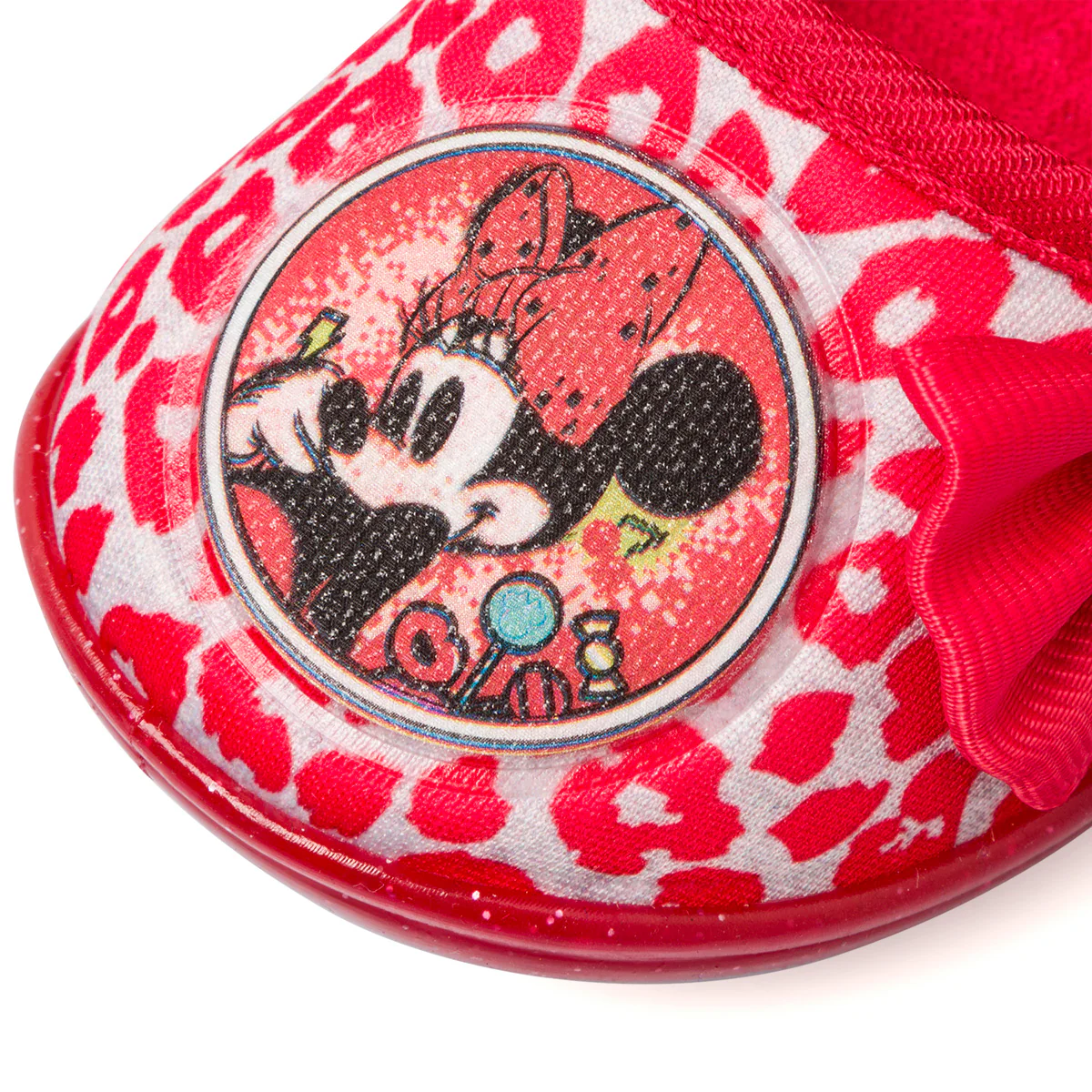 Pantofole rosse da bambina con fiocco laterale e stampa Minnie - Image 5