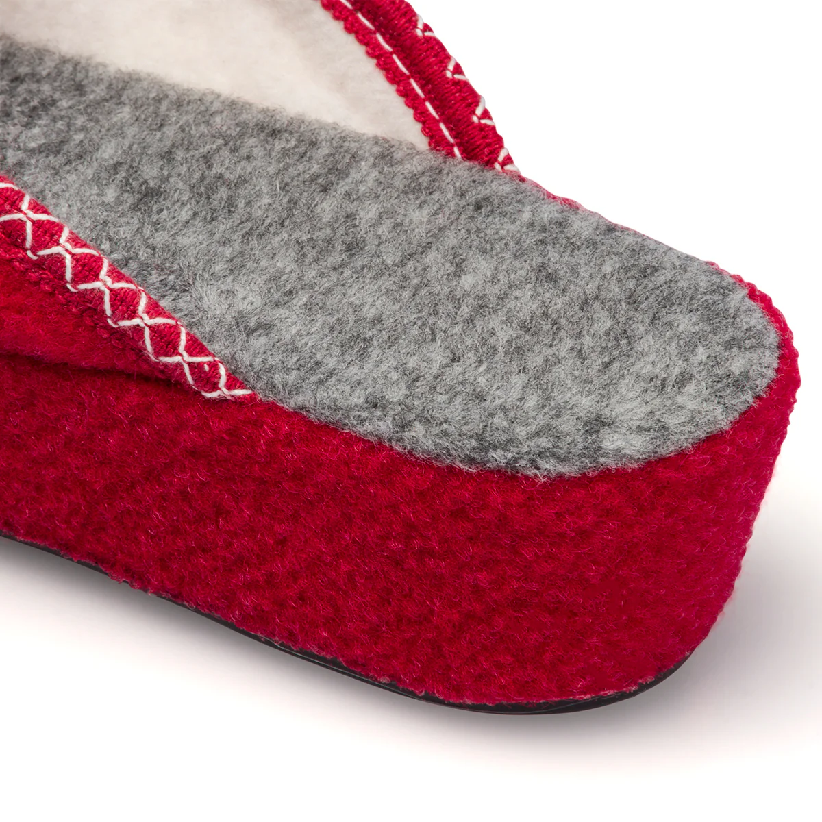 Pantofole rosse in tessuto da donna con fiore grigio Rosagialla - Image 12