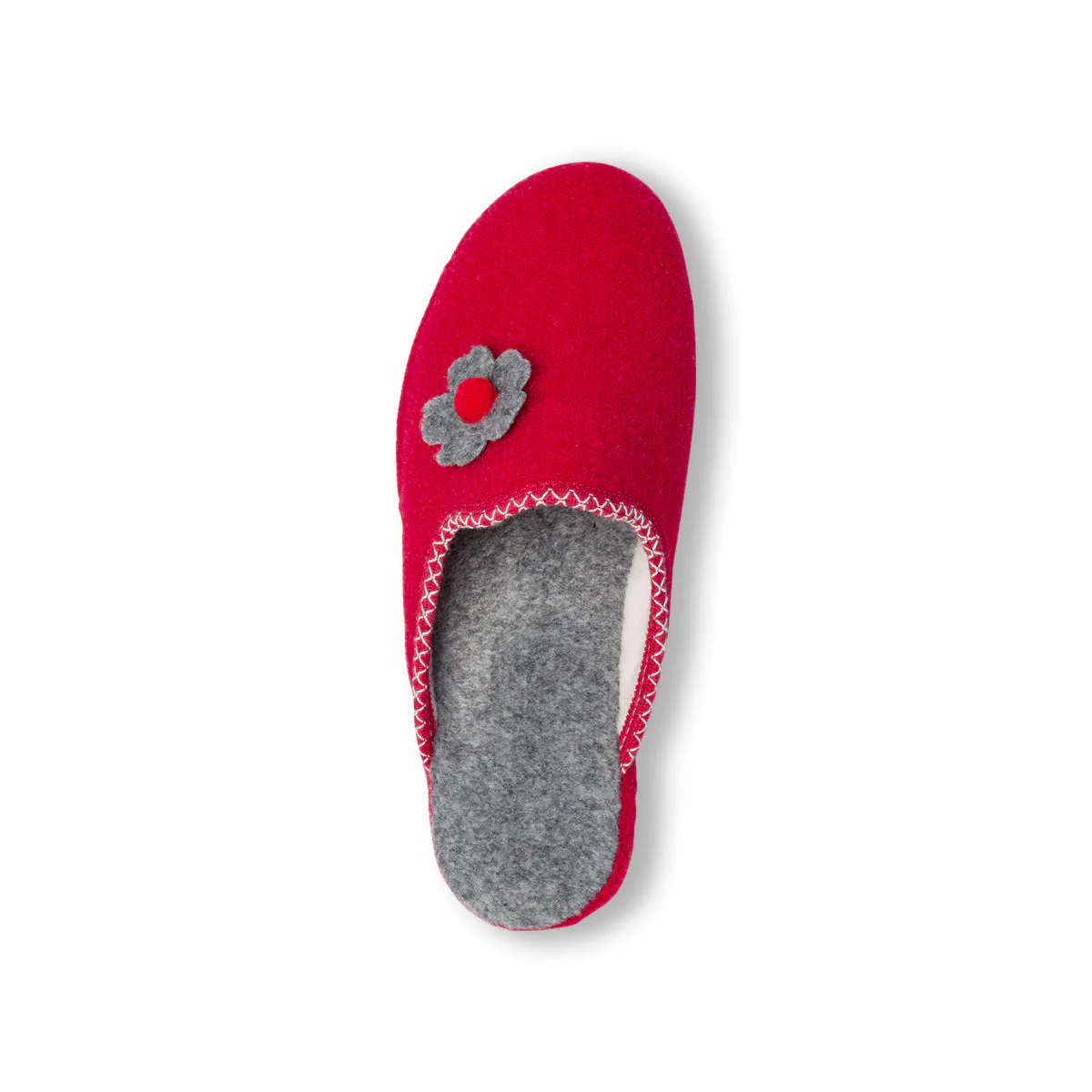 Pantofole rosse in tessuto da donna con fiore grigio Rosagialla - Image 5