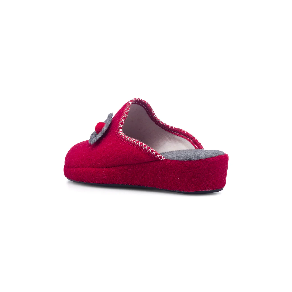 Pantofole rosse in tessuto da donna con fiore grigio Rosagialla - Image 8