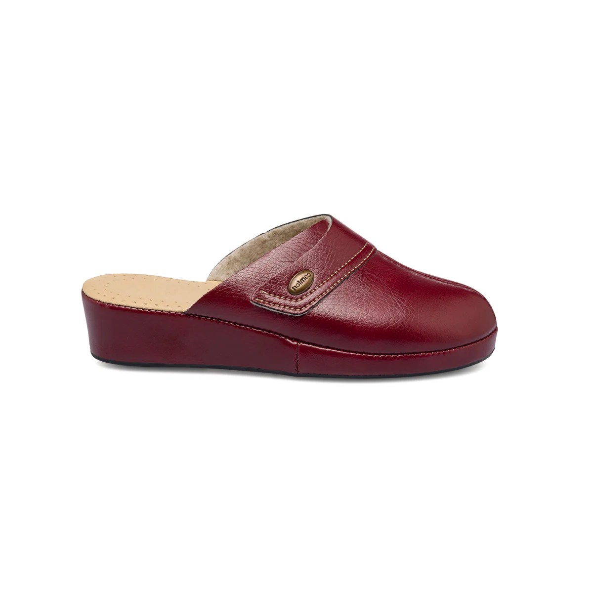 Pantofole rosso bordeaux da donna con sottopiede in pelle StilRosa